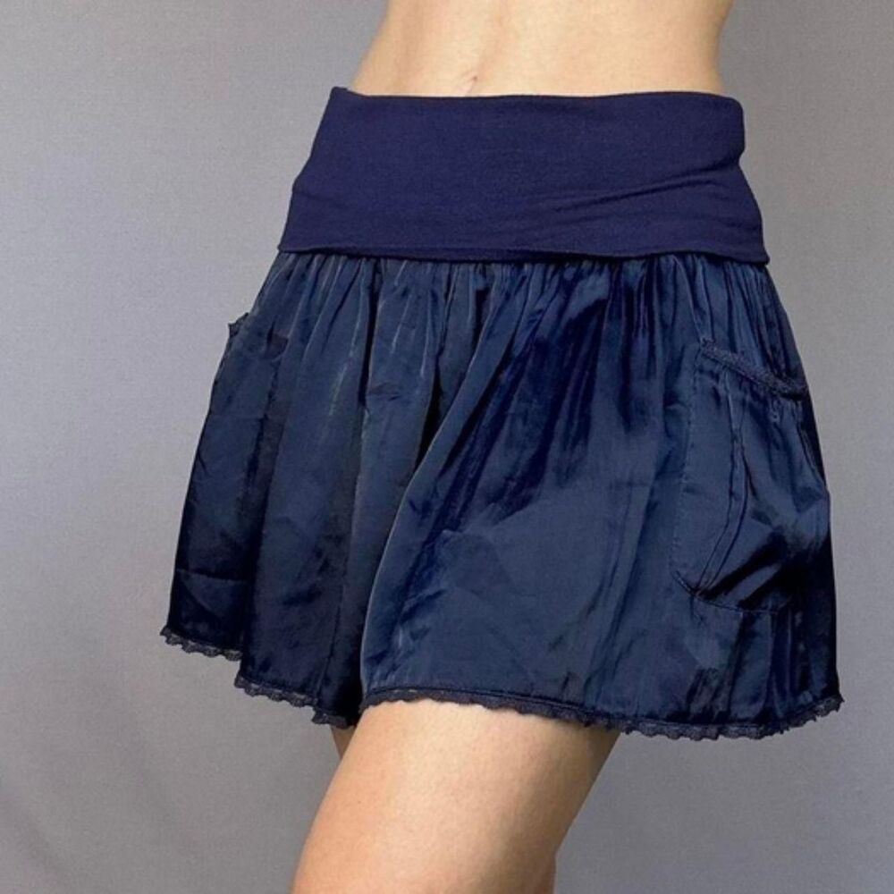 Charlotte Russe Fold-over Silky Blue Skirt L